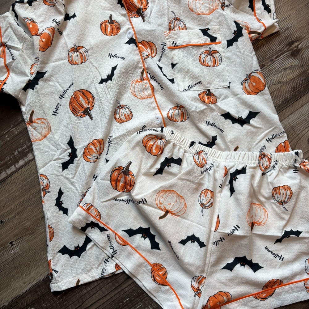 Halloween Pumpkin and Bat Pajamas